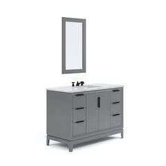 48 In. Single Sink Carrara White Marble Countertop Bath Vanity In Cashmere Grey