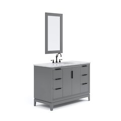 48 In. Single Sink Carrara White Marble Countertop Bath Vanity In Cashmere Grey