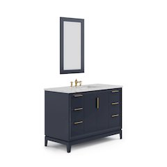 48 In. Single Sink Carrara White Marble Countertop Bath Vanity In Monarch Blue