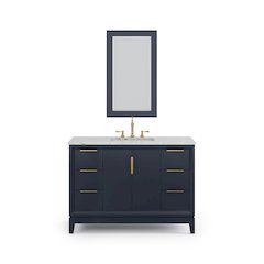48 In. Single Sink Carrara White Marble Countertop Bath Vanity In Monarch Blue