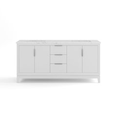 72 In. Double Sink Carrara White Marble Countertop Bath Vanity In Pure White