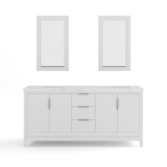 72 In. Double Sink Carrara White Marble Countertop Bath Vanity In Pure White
