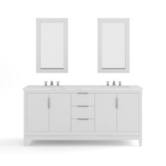 72 In. Double Sink Carrara White Marble Countertop Bath Vanity In Pure White