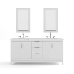 72 In. Double Sink Carrara White Marble Countertop Bath Vanity In Pure White