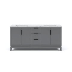 72 In. Double Sink Carrara White Marble Countertop Bath Vanity In Cashmere Grey