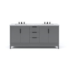 72 In. Double Sink Carrara White Marble Countertop Bath Vanity In Cashmere Grey
