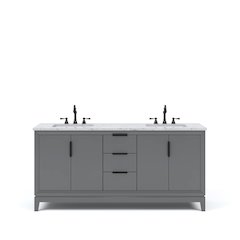 72 In. Double Sink Carrara White Marble Countertop Bath Vanity In Cashmere Grey