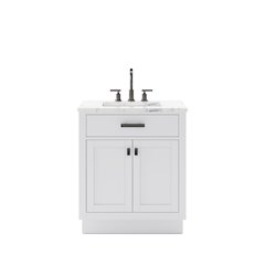 Hartford 30 In. Single Sink Carrara White Marble Countertop Bath Vanity