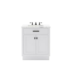 Hartford 30 In. Single Sink Carrara White Marble Countertop Bath Vanity