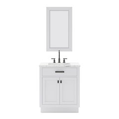 Hartford 30 In. Single Sink Carrara White Marble Countertop Bath Vanity