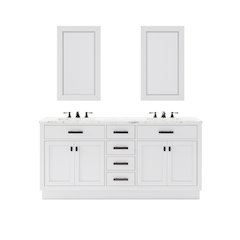 Hartford 72 In. Single Sink Carrara White Marble Countertop Bath Vanity