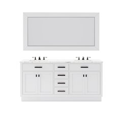 Hartford 72 In. Double Sink Carrara White Marble Countertop Bath Vanity