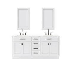 Hartford 72 In. Single Sink Carrara White Marble Countertop Bath Vanity