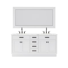 Hartford 72 In. Double Sink Carrara White Marble Countertop Bath Vanity