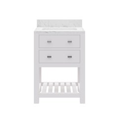 Madalyn 24 In. Single Sink Carrara White Marble Countertop Bath Vanity