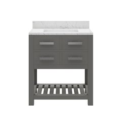 Madalyn 30 In. Single Sink Carrara White Marble Countertop Bath Vanity