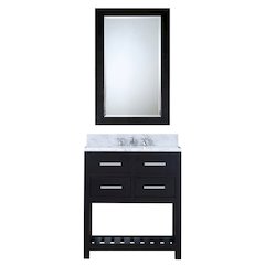 Madalyn 30 In. Single Sink Carrara White Marble Countertop Bath Vanity