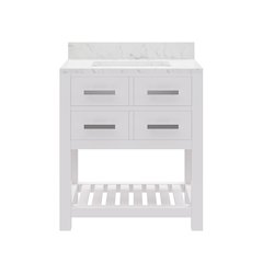 Madalyn 30 In. Single Sink Carrara White Marble Countertop Bath Vanity