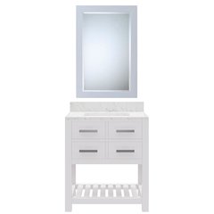 Madalyn 30 In. Single Sink Carrara White Marble Countertop Bath Vanity