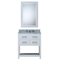 Madalyn 30 In. Single Sink Carrara White Marble Countertop Bath Vanity