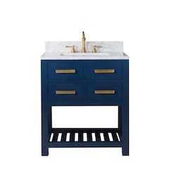 Madalyn 30 In. Single Sink Carrara White Marble Countertop Bath Vanity