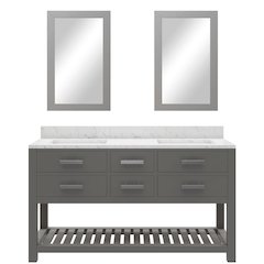 Madalyn 60 In. Double Sink Carrara White Marble Countertop Bath Vanity