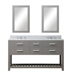 Madalyn 60 In. Double Sink Carrara White Marble Countertop Bath Vanity