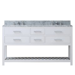 Madalyn 60 In. Double Sink Carrara White Marble Countertop Bath Vanity