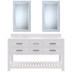 Madalyn 60 In. Double Sink Carrara White Marble Countertop Bath Vanity