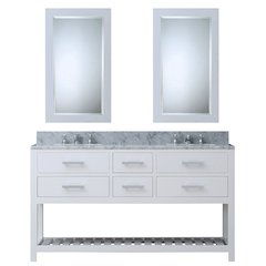 Madalyn 60 In. Double Sink Carrara White Marble Countertop Bath Vanity