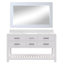 Madalyn 60 In. Double Sink Carrara White Marble Countertop Bath Vanity