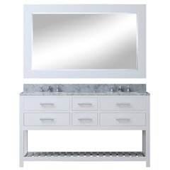 Madalyn 60 In. Double Sink Carrara White Marble Countertop Bath Vanity