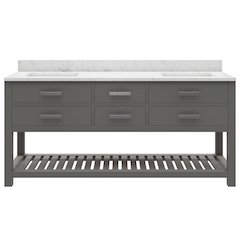 Madalyn 72 In. Double Sink Carrara White Marble Countertop Bath Vanity
