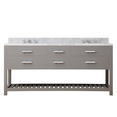 Madalyn 72 In. Double Sink Carrara White Marble Countertop Bath Vanity