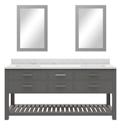Madalyn 72 In. Double Sink Carrara White Marble Countertop Bath Vanity