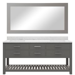 Madalyn 72 In. Double Sink Carrara White Marble Countertop Bath Vanity