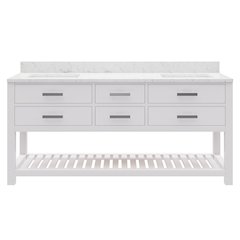 Madalyn 72 In. Double Sink Carrara White Marble Countertop Bath Vanity