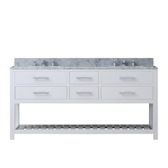 Madalyn 72 In. Double Sink Carrara White Marble Countertop Bath Vanity