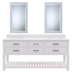 Madalyn 72 In. Double Sink Carrara White Marble Countertop Bath Vanity