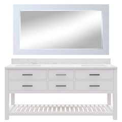 Madalyn 72 In. Double Sink Carrara White Marble Countertop Bath Vanity