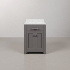Madison 24 In. Single Sink Carrara White Marble Countertop Bath Vanity
