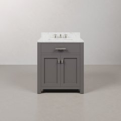 Madison 30 In. Single Sink Carrara White Marble Countertop Bath Vanity