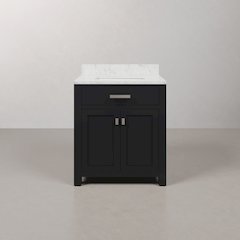 Madison 30 In. Single Sink Carrara White Marble Countertop Bath Vanity