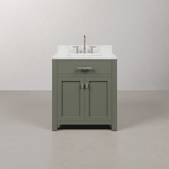 Madison 30 In. Single Sink Carrara White Marble Countertop Bath Vanity