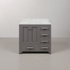 Madison 36 In. Single Sink Carrara White Marble Countertop Bath Vanity