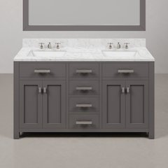 Madison 60 In. Double Sink Carrara White Marble Countertop Bath Vanity