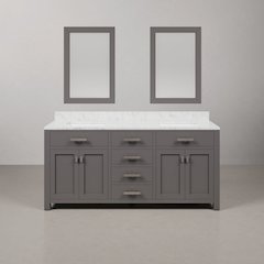 Madison 72 In. Double Sink Carrara White Marble Countertop Bath Vanity