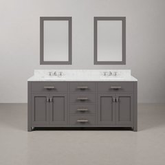 Madison 72 In. Double Sink Carrara White Marble Countertop Bath Vanity