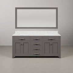 Madison 72 In. Double Sink Carrara White Marble Countertop Bath Vanity