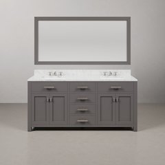 Madison 72 In. Double Sink Carrara White Marble Countertop Bath Vanity